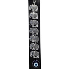 Depposite Cam Nazar Boncuklu Metal Duvar Süsü 7 Li Fil Figürlü Model 3 45X6.5 cm