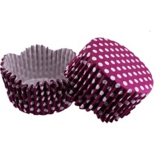 Depposite Cupcake Kalıbı Pet Kapsül Dalgalı 65X38 mm - 100 Adet Puantiyeli Mor 3.8x6.5 cm