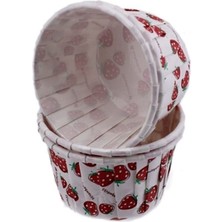 Depposite Cupcake Kalıbı Büyük Boy 62*40MM Desenli - 50'li Çilek Desenli