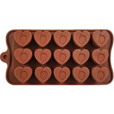 Depposite Silikon Çikolata Kalıbı Baskılı Kalp 3X3X1,5 cm