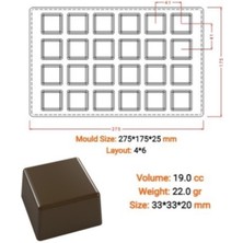 Depposite Polikarbon Çikolata Kalıbı Kare 24 Lü