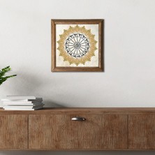 Pinecone Stone Şems Suresi Ahşap Çerçeveli Taş Duvar Tablosu – 25x25 cm Dekoratif Modern Sanat – Ev ve Ofis Dekoru |W1-205|