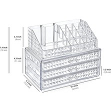 Tugomer 4 Katlı Diamond Kozmetik Düzenleme Kutusu - 3 Çekmeceli 16 Bölmeli
