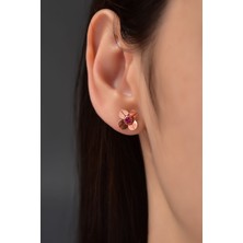 Sinsirella 925 Ayar Gümüş Kaplama Zirkon Taşlı Ekim Ayı Doğum Taşlı Frezya Çiçeği Küpe