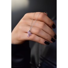 Sinsirella 925 Ayar Gümüş Kaplama Ekim Ayı Doğum Taşlı Kübik Drop Kolye