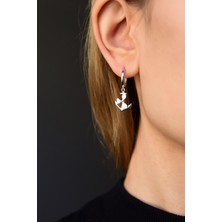 Sinsirella 925 Ayar Gümüş Kaplama Çapa Klipsli Halka Küpe Tekli