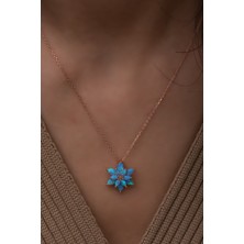 Sinsirella Açık Mavi Opal Taşlı 925 Ayar Gümüş Lotus Kolye