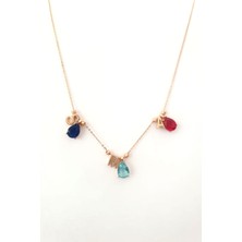 Sinsirella 925 Ayar Gümüş Kaplama Üçlü Damla Doğum Ayı Dorika Toplu , Harfli Kolye