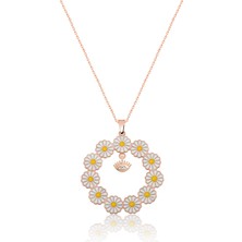 Sinsirella Papatya Çemberi Tektaş Göz Sallantılı KOLYE925 Ayar Gümüş