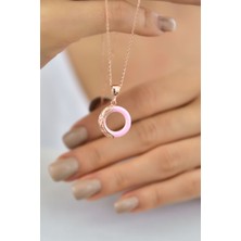 Sinsirella 925 Ayar Gümüş Kaplama Ejderha Desenli Pembe Simit Kolye