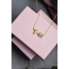 Sinsirella 925 Ayar Gümüş Kaplama Opal Taşlı Lale Kolye