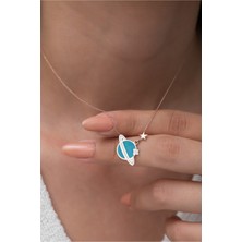 Sinsirella 925 Ayar Gümüş Gezegen Kolye Mavi Mine Dolgulu Kaplama