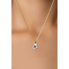 Sinsirella 925 Ayar Gümüş Kaplama Tek Taş Gümüş Kolye