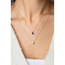 Sinsirella Kadın Asansörlü Taşlı Kelebek Model 925 Ayar Gümüş Kolye