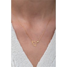 Sinsirella Orta Boy Gezegen Kolye 14 Ayar Kaplama 925 Ayar Gümüş