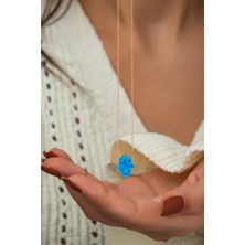 Sinsirella Fatma Eli Opal Taş Mavi Kolye Zincir Kaplama 925 Ayar Gümüş