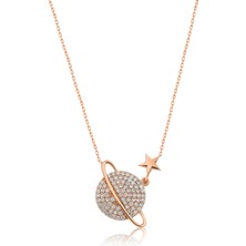 Sinsirella Nano Zirkon Taşlı Gezegen Kolye Kaplama 925 Ayar Gümüş Kadınkolye