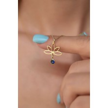 Sinsirella 925 Ayar Gümüş Kaplama Lotus Eylül Ayı Doğum Taşı Kolye