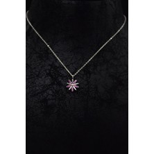 Sinsirella 925 Ayar Gümüş Kaplama Pembe Zirkon Taşlı Dönen Güneş Kolye