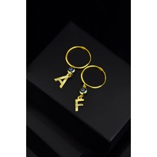 Sinsirella 925 Ayar Gümüş Kaplama Cam Göz Nazar Kalemli Harf Çivili Küpe