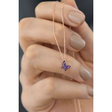 Sinsirella 925 Ayar Gümüş Ametist Taşlı Mini Kelebek Kadın Kolye