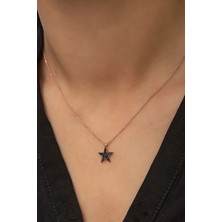 Sinsirella 925 Ayar Siyah Zirkon Taşlı Gümüş Yıldız Kolye