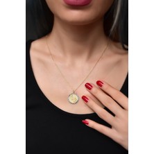 Sinsirella 925 Ayar Gümüş Gold-Kaplama Tek Taş Bebek Ayak Izi Plaka Kolye