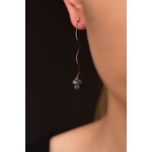 Sinsirella 925 Ayar Gümüş Kaplama Mistik Taşılı Dalgalı Zincir Sallantılı Küpe