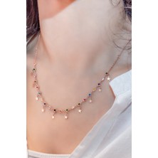 Sinsirella Yıldız Pullu Renk Cümbüşü Nano Zirkon Sıra Kolye. Üretim Kaplama 925 Ayar Gümüş.