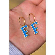 Sinsirella 925 Ayar Gümüş Kaplama Parlayan Rüya Serisi Ebruli Cam Boyalı Harf Halka Küpe