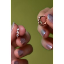 Sinsirella 925 Ayar Gümüş Kaplama Üç Taş Halka Küpe