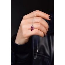 Sinsirella 925 Ayar Gümüş Kaplama Ocak Ayı Doğum Taşlı Kübik Drop Kolye