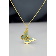 Sinsirella 925 Ayar Gümüş Kaplama Rüya Serisi Cam Boyalı Kelebek, Kartanesi Kolye