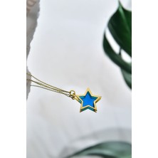 Sinsirella 925 Ayar Gümüş Kaplama Rüya Serisi Ebruli Cam Boyalı Yıldız Kolye