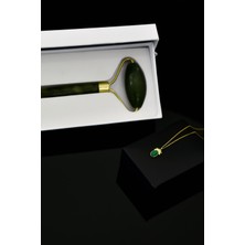 Sinsirella 925 Ayar Gümüş Kaplama Yeşim Taşlı Ananas Kolye Yeşim Taşı Çift Taraflı Yüz Masaj Aleti Hediye