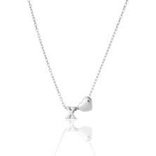 Sinsirella 925 Ayar Gümüş Kaplama Mini Üç Boyutlu x Harfi Kalp Kolye