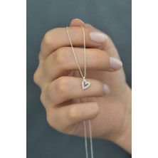 Sinsirella 925 Ayar Kaplama Zirkon Taşlı Gümüş Kalp Kolye