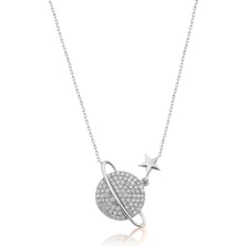 Sinsirella Nano Zirkon Taşlı Gezegen Kolye Kaplama 925 Ayar Gümüş Kadınkolye