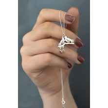 Sinsirella 925 Ayar Gümüş Kaplama Doğum Taşlı Çifte Kumrular Kolye