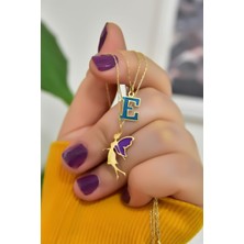 Sinsirella 925 Ayar Gümüş Kaplama Asansörlü Parlayan Rüya Serisi Ebruli Cam Boyalı Harf