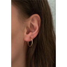 Sinsirella 925 Ayar Kaplama Çivili Halka Gümüş Kadın Küpe