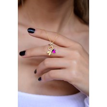 Sinsirella 925 Ayar Gümüş Kaplama Renk Geçişli Üç Kalp Kolye