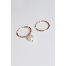 Sinsirella 925 Ayar Gümüş Kaplama Inci Taşlı Halka Küpe