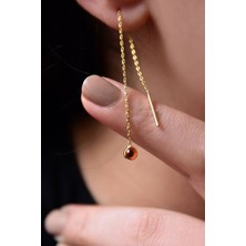 Sinsirella 925 Ayar Gümüş Kırmızı Nazar Mineli Zincir Küpe
