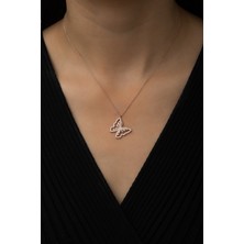 Sinsirella Motifli Kelebek Kolye Nano Zirkon Taşlı Kaplama 925 Ayar Gümüş