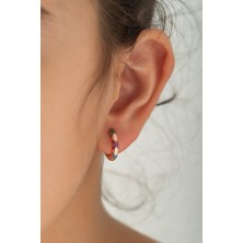 Sinsirella Apm Monaco Modeli Halka Gümüş Küpe Renkli Taş Dizimi