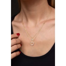 Sinsirella 925 Gümüş Kaplama Taşlı Kartanesi Kalp Asansör Kolye