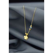 Sinsirella 925 Ayar Gümüş Dorika Toplu Nazar Gözlü Yonca Kolye Kaplama