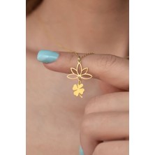 Sinsirella Gümüş Kaplama Yonca Lotus Çiçeği Kolye 925 Ayar