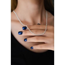 Sinsirella 925 Ayar Gümüş Kaplama Lavce Zincir Kadın Kolye 3,5 mm